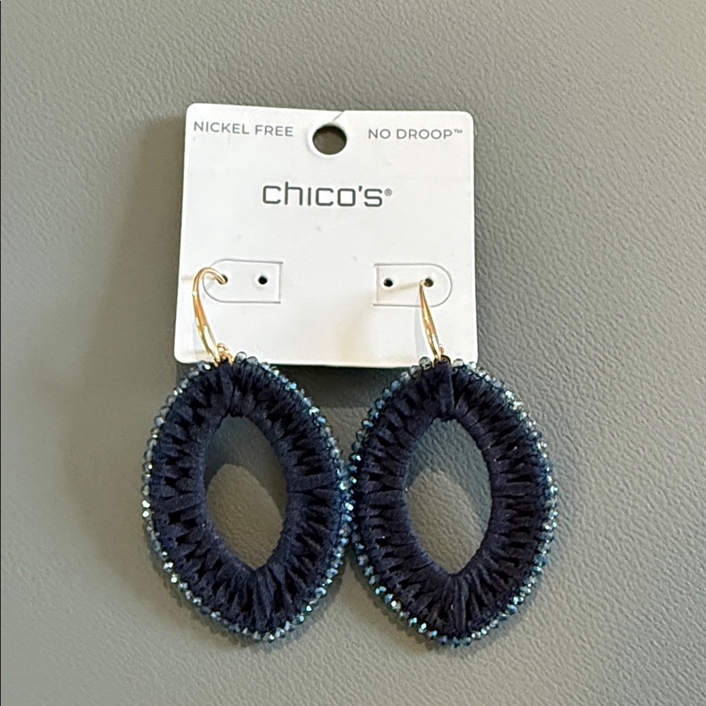 Chico's Midnight Blue Oval Earrings